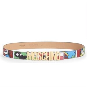 Moschino Logo Buckle Comic print leather belt
